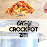 Super easy version of the Italian-American classic baked ziti, made in the crockpot or slow cooker! (You don't even boil the noodles first!)