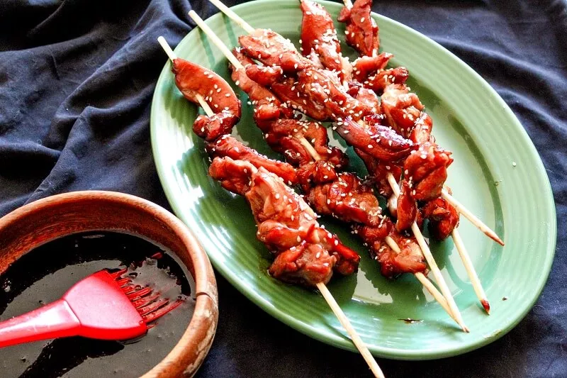 Sticky Bourbon Chicken Skewers