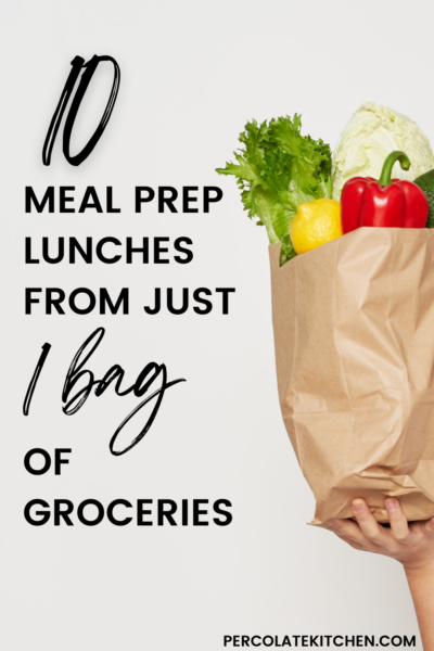 10 meal prep lunches in just an hour! I’m breaking down exactly how I meal prep a week of lunches for 2 people, using 1 bag of groceries.
