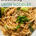 Garlic, peanut, bok choy, tender pieces of chicken, and udon noodles come together for an easy lunch or dinner recipe.