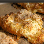 Tender chicken breasts pounded thin and rolled around a creamy mixture of ricotta, cream cheese, and lemon. Coated in crispy panko!