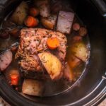 Set-it-and-forget-it weeknight meal with chuck roast, rosemary (use fresh if you have it!), vegetables, and mashed cauliflower on the side.