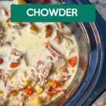 This creamy chicken and corn chowder starts with seared chicken and bacon, building flavor from the get-go. Added cream for smoothness!