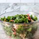 Kale Salad with Pomegranate, Farro, and Spicy-Sugar Bacon Candy