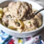 Swedish meatballs of lightly spiced ground pork, with a rich and velvety sour cream sauce! Serve this easy weeknight dinner over egg noodles.