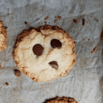 6-ingredient cookies are nut-free, dairy-free, and gluten-free! Made with tahini, rice flour, and dark chocolate chips.