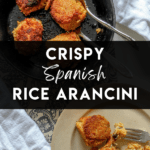 Spanish-Style Crispy Rice Balls, made with spicy rice & coated in crispy breadcrumbs, are an easy and simple appetizer recipe for a party!