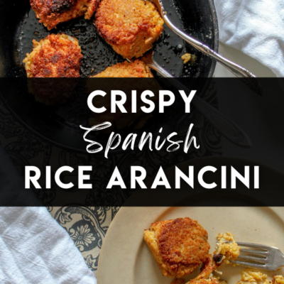 Spanish-Style Crispy Rice Balls, made with spicy rice & coated in crispy breadcrumbs, are an easy and simple appetizer recipe for a party!